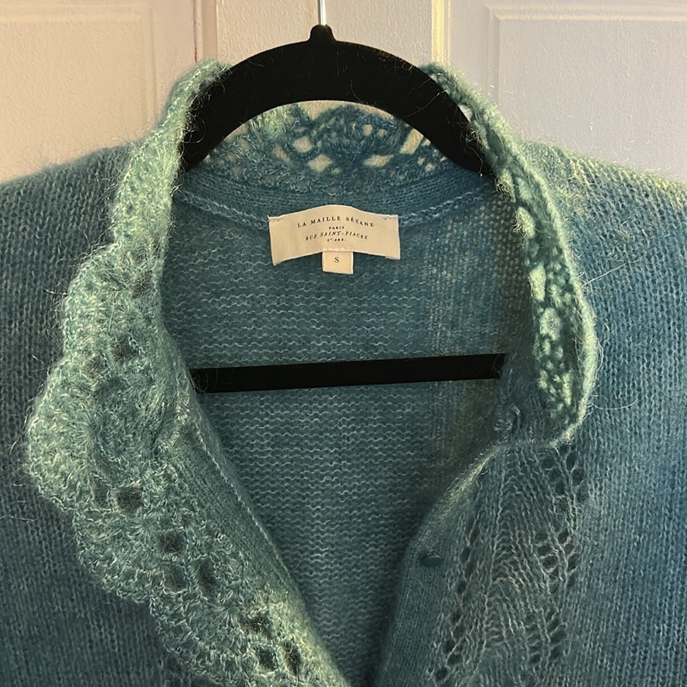 Sezane Teal Cardigan Sweater - Picture 2 of 6